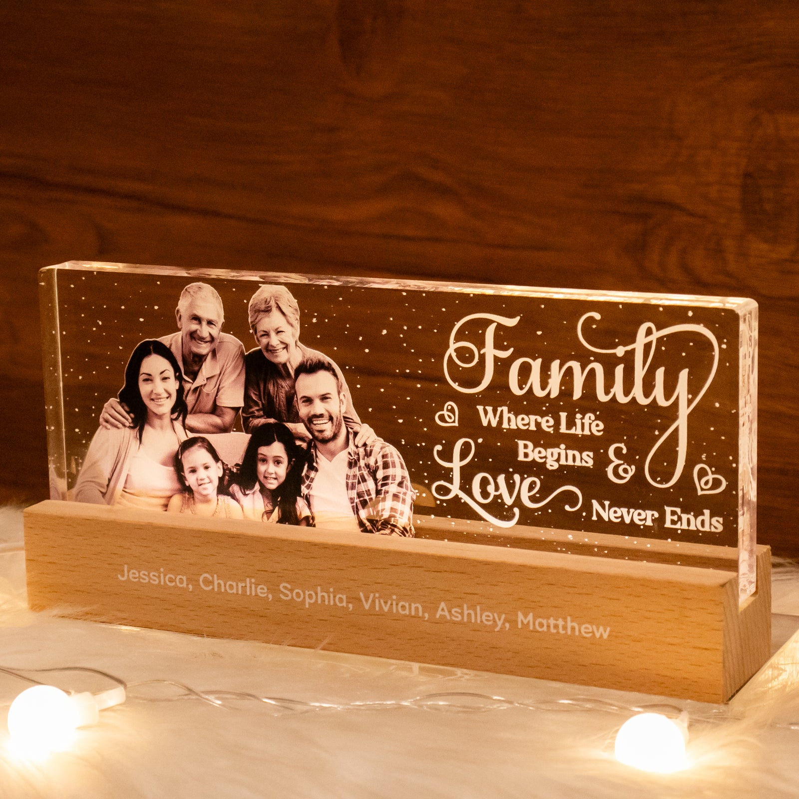 Father's Day Delight -  Monochrome Memories in Full Flight - Custom LED Night Light