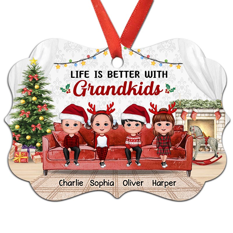 Better With Grandkids Sitting On Sofa Personalized Christmas Ornament