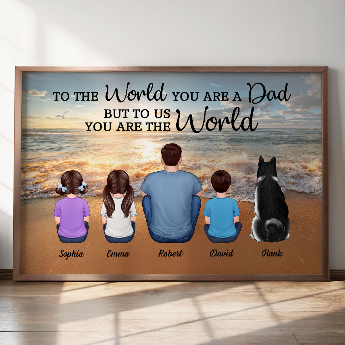 Beach Landscape To The World You Are A Dad Personalized Poster| Heartfelt Father's Day Gift For Dad, Husband