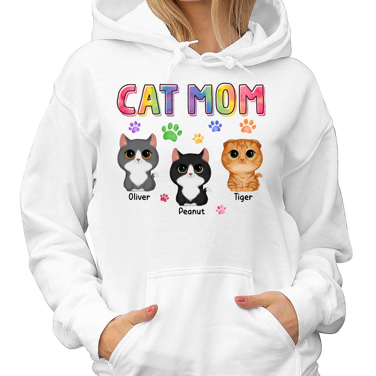 Colorful Paws Watercolor Cute Cats Cat Mom Personalized Shirt