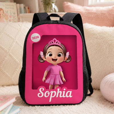 Cute Pink Girl - Personalized Backpack - Back To School Gift For Kids, Daughters, Granddaughters
