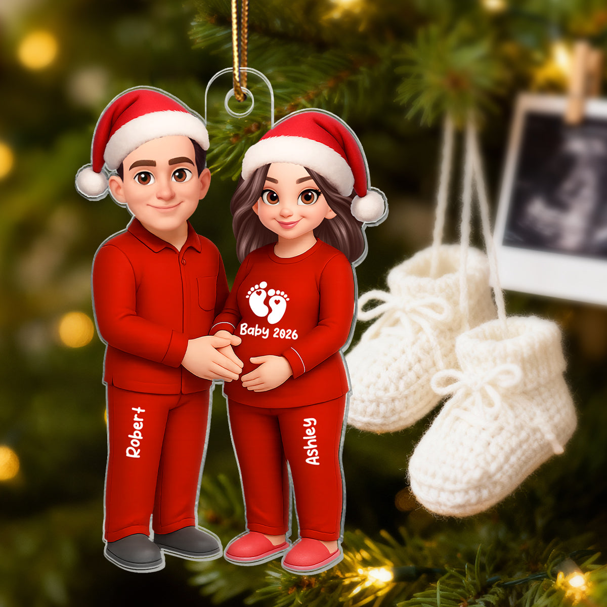 Expecting Parents Christmas Pregnancy Baby Arriving - Personalized Acrylic Ornament