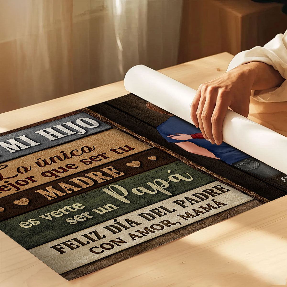 Colored Wood Pallets To My Son From Mom Happy Father's Day Spanish Personalized Poster