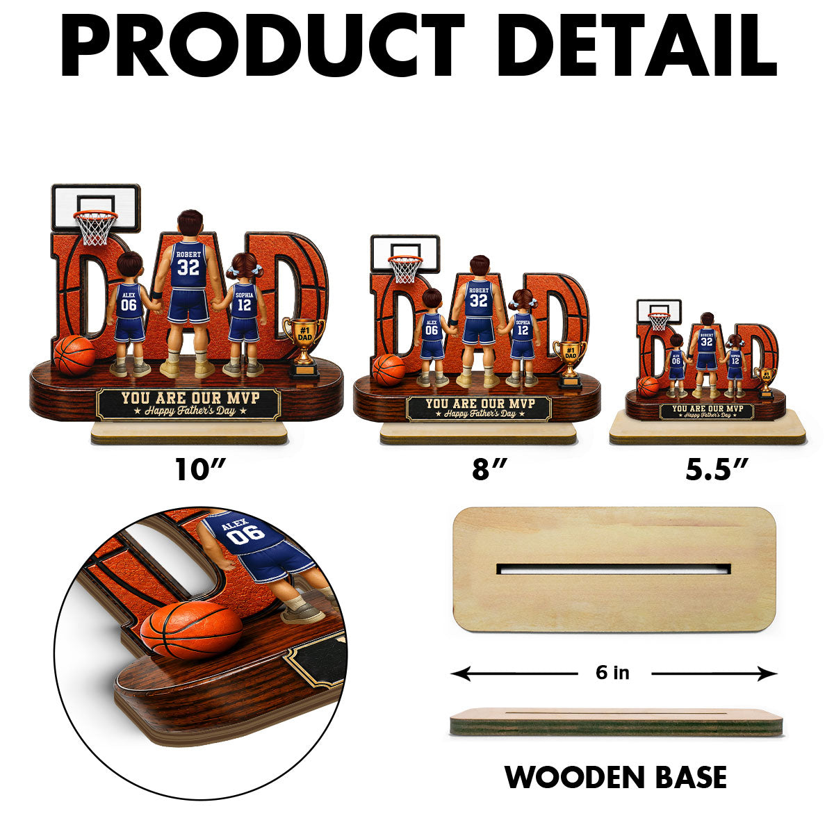 Basketball Dad Legend You Are Our MVP - Personalized 2-Layered Wooden Plaque - Unique Trending 2026 Father's Day Gift For Dad, Husband, Basketball Fans