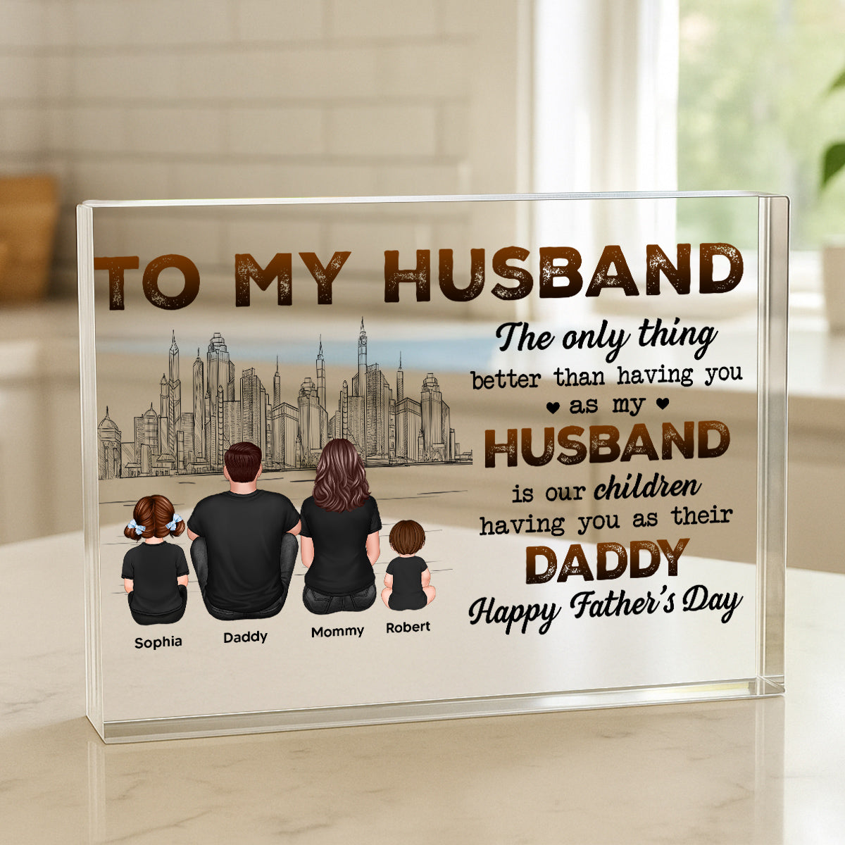 Our Children Having You As Their Daddy Personalized Rectangle Acrylic Block Plaque