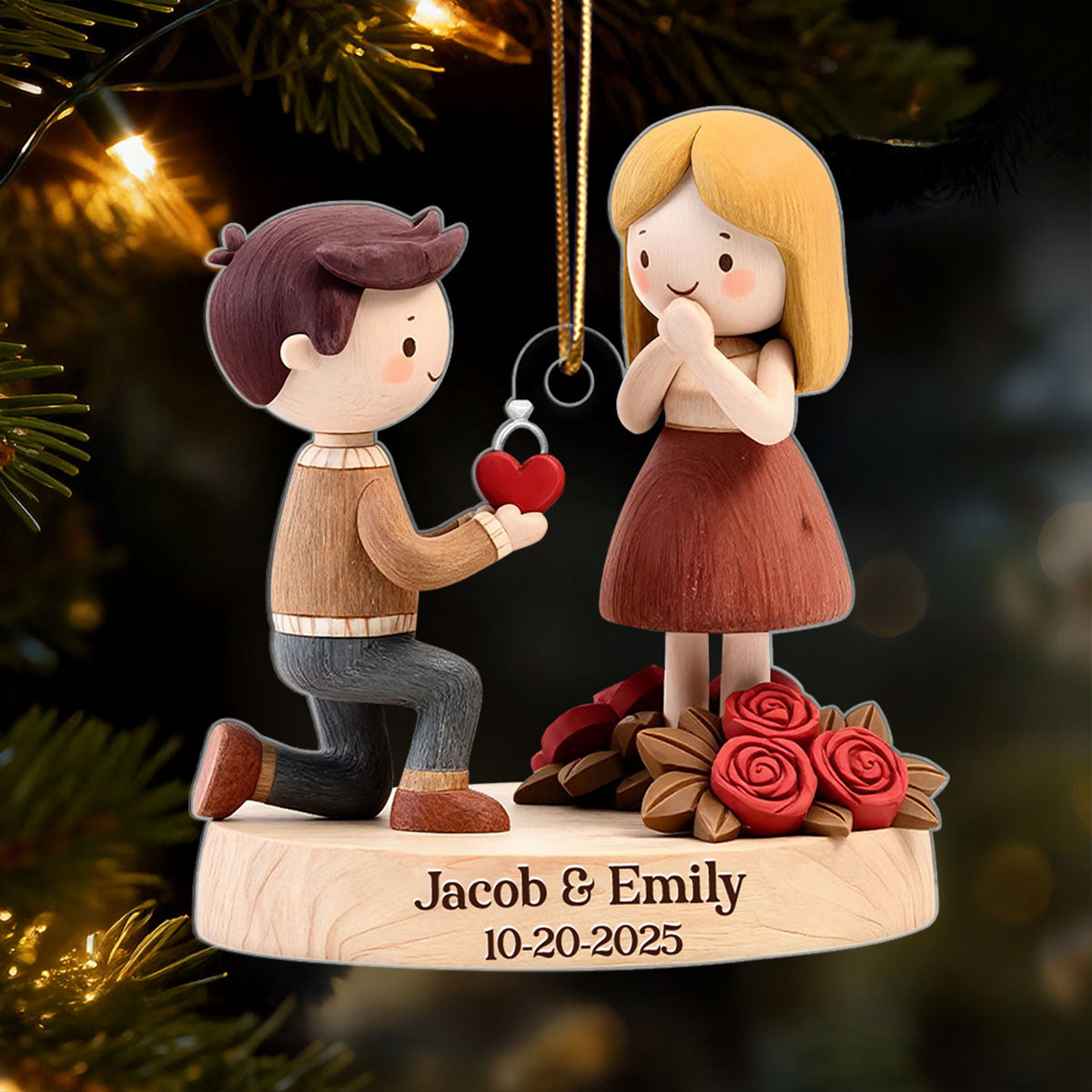 Couple Marriage Proposal Engagement 2025 - Personalized Acrylic Ornament - Custom She Said Yes Keepsake