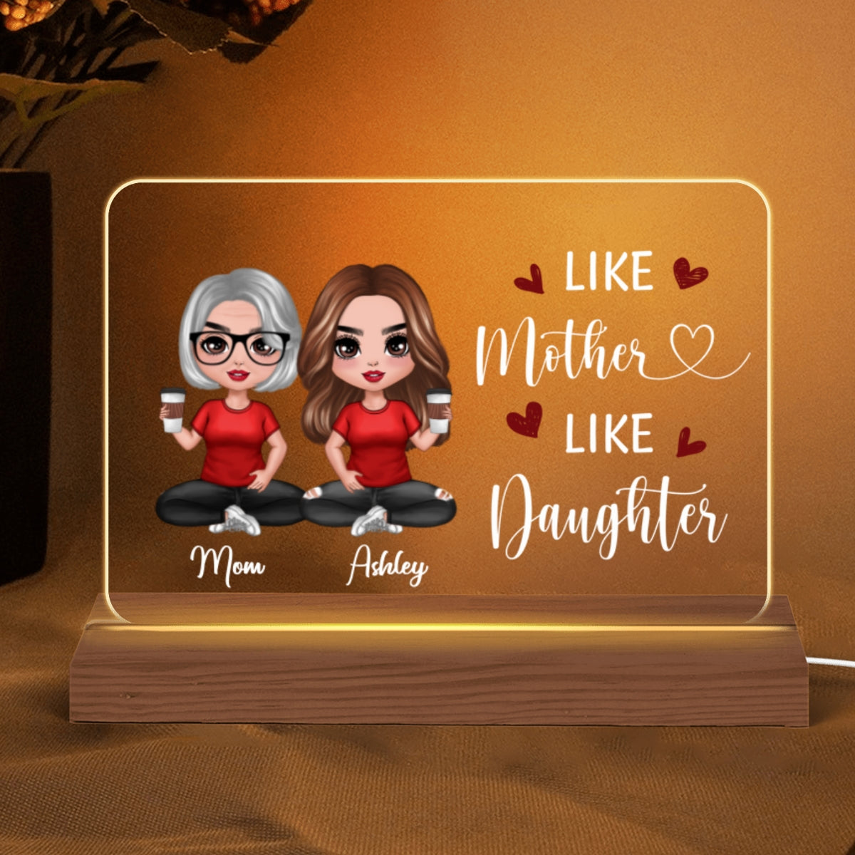 Doll Like Mother Like Daughter Gift For Mom For Daughter Personalized Custom Shape Horizontal Rectangle Acrylic Plaque LED Night Light