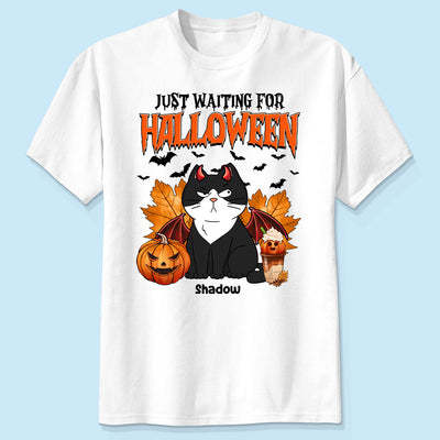 Funny Naughty Cats Just Waiting For Halloween Personalized Shirt