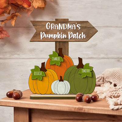 Pumpkin Patch Love – Personalized Autumn Plaque for Grandma’s Home