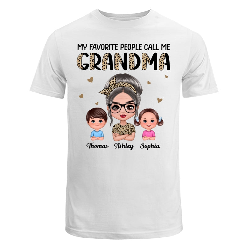 Favorite People Call Me Grandma Half Leopard Doll Grandma & Grandkids Personalized Shirt
