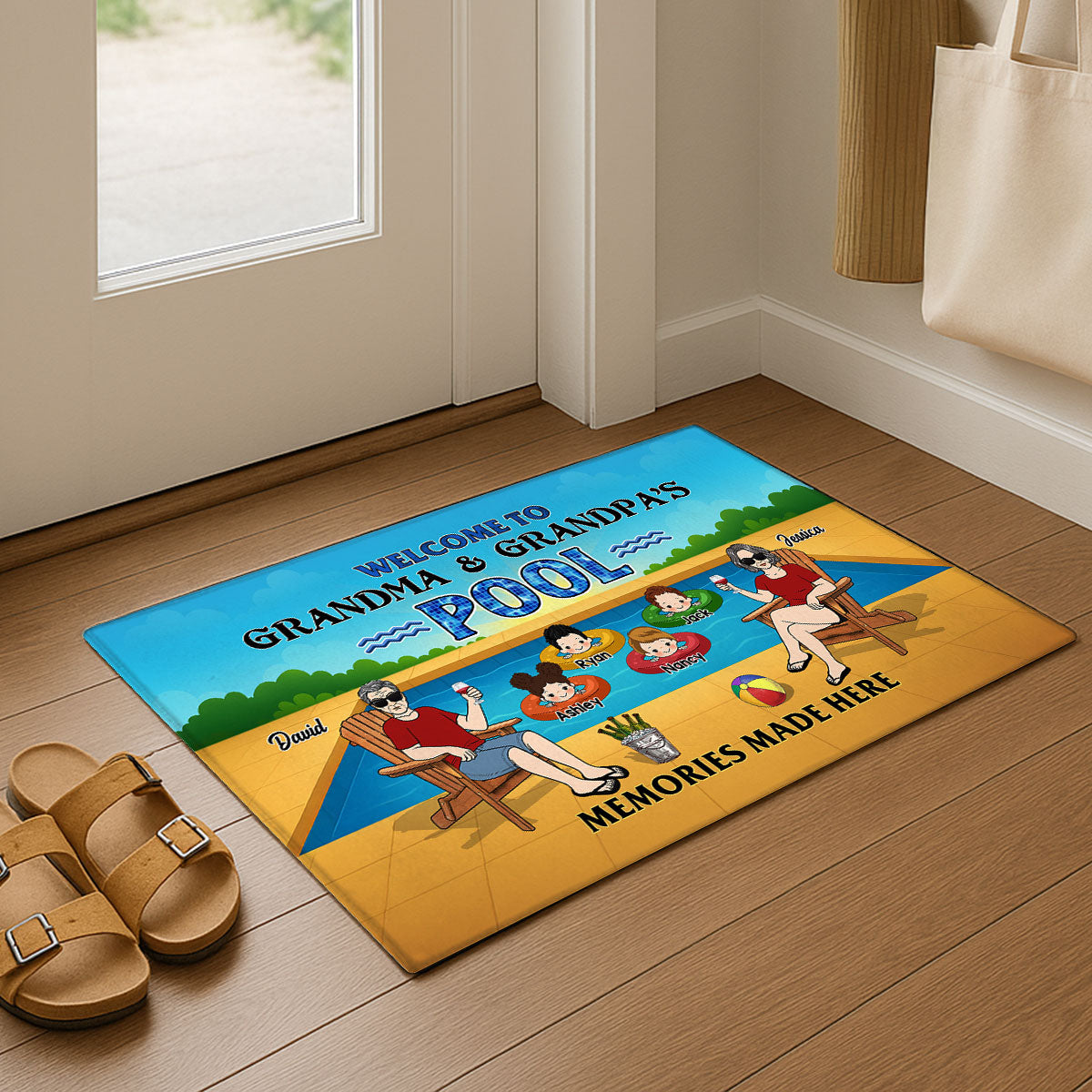 Summer Welcome To Grandpa Grandma Grandparents Pool Personalized Doormat