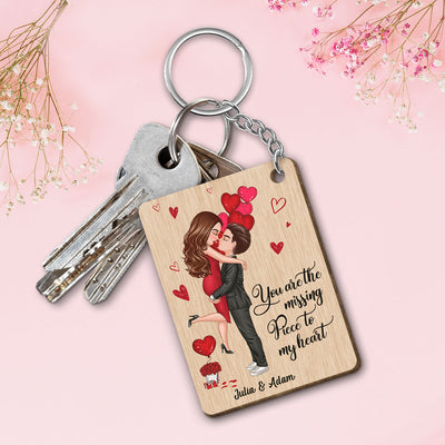 Doll Couple Couple Hugging Kissing Balloon The Missing Piece Together Since Personalized Wooden Keychain