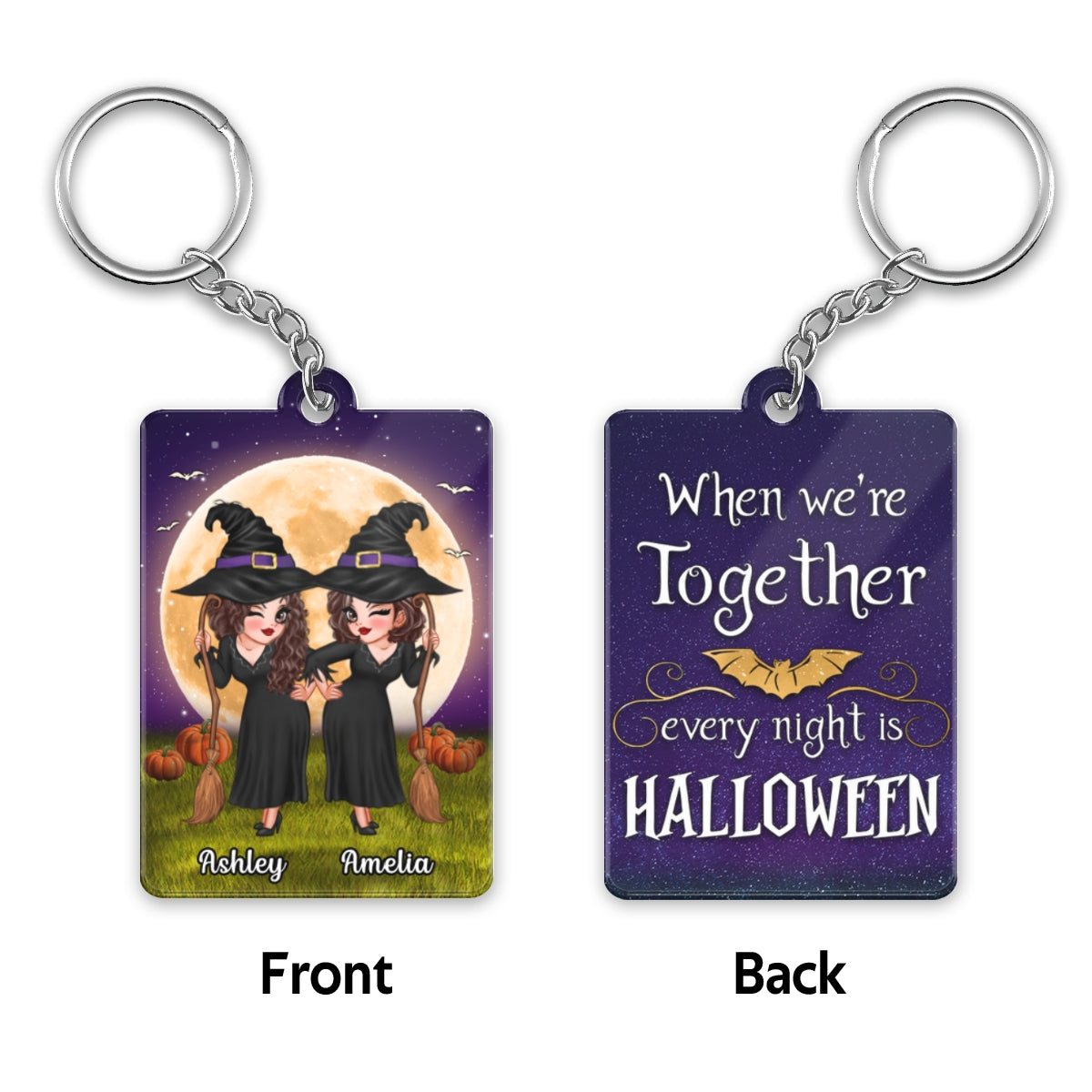 When We‘re Together Every Night Is Halloween Pretty Besties Personalized Acrylic Keychain