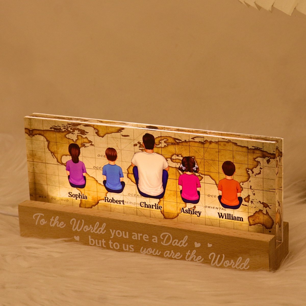 Dad You Are The World Personalized LED Night Light, Gift For Father‘s Day