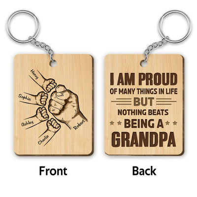 Nothing Beats Being A Grandpa Personalized Wooden Keychain