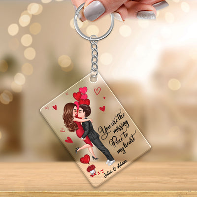 Couple Hugging Kissing Balloon The Missing Piece Together Since Personalized Acrylic Keychain