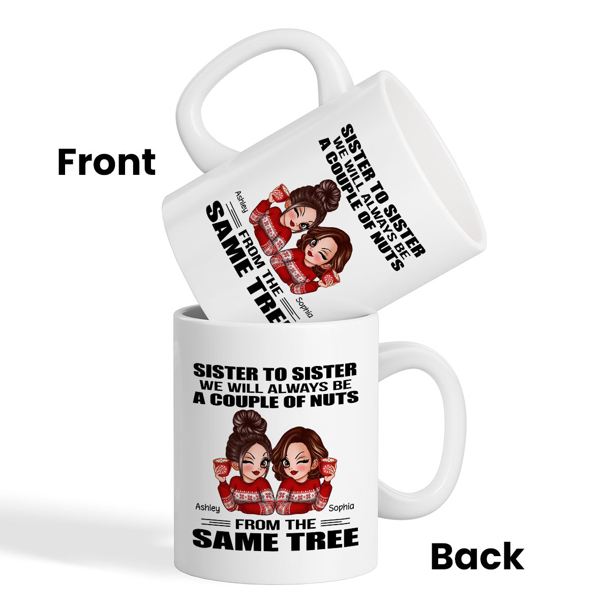 Sister To Sister Personalized Mug, Christmas Gift