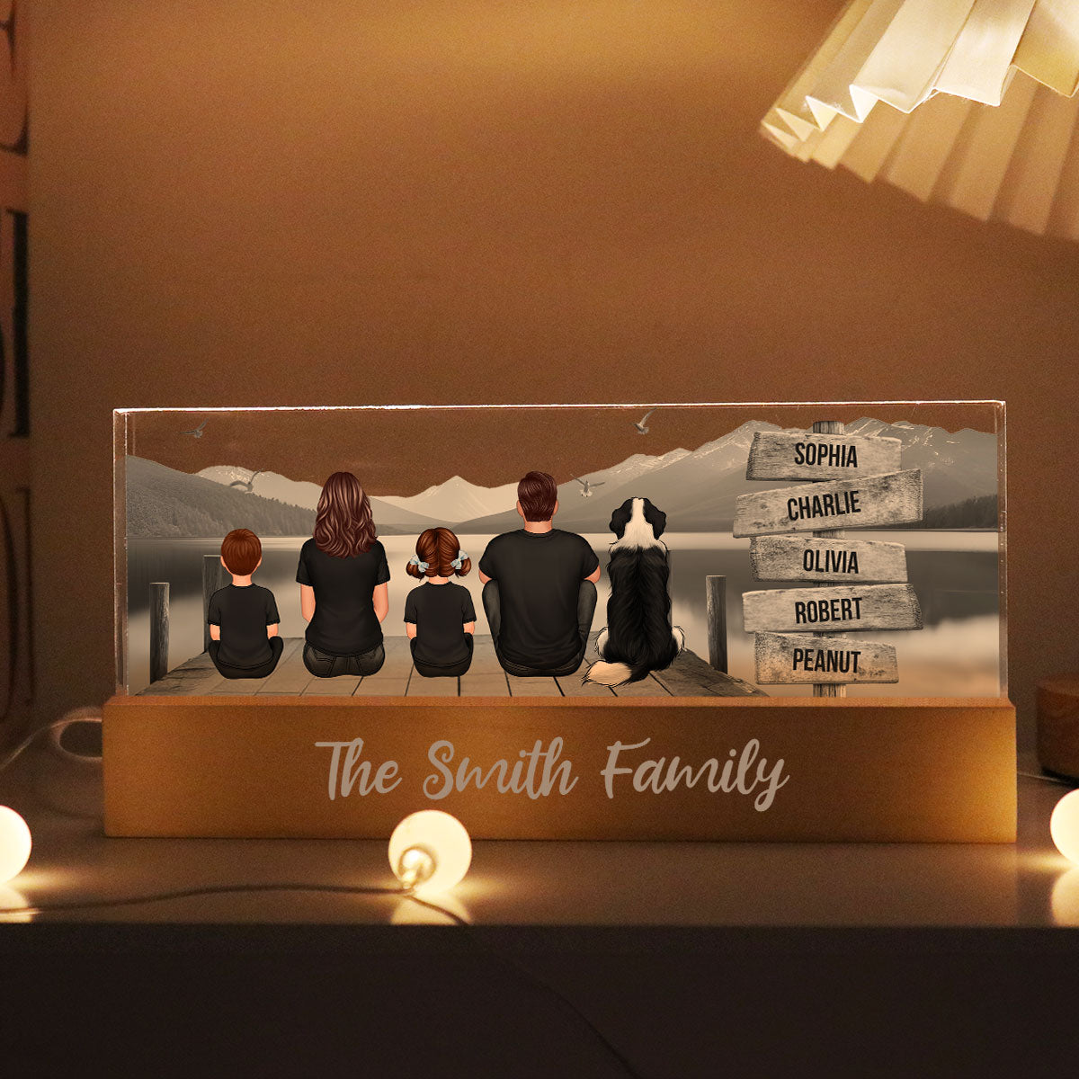 Family A Little Whole Lot of Love Sign Posts Personalized Acrylic Block LED Night Light, Home Decoration, Gift For Family