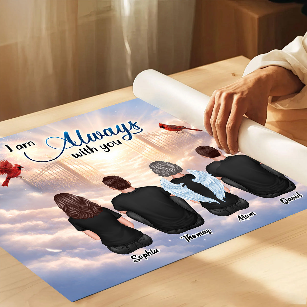 Cardinal Angel Heaven Gate Family Memorial Always With You - Personalized Poster - Gift For Memorial, Sympathy Gift, Remembrance Gift