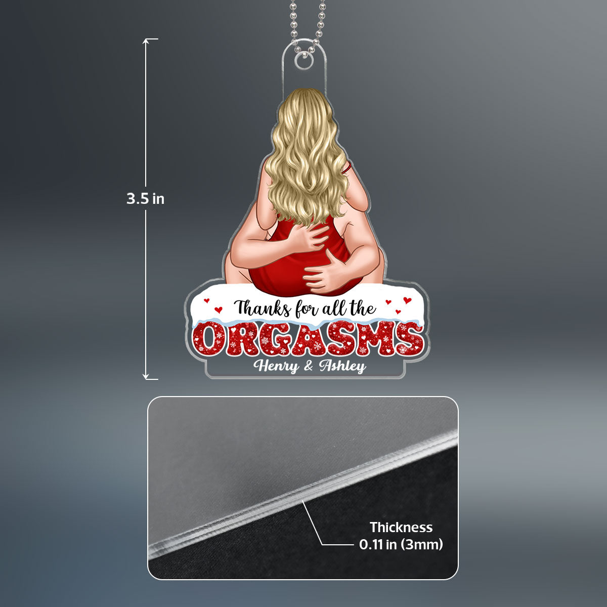 Christmas Couple Kissing Thanks For All The Orgasms Personalized Acrylic Ornament