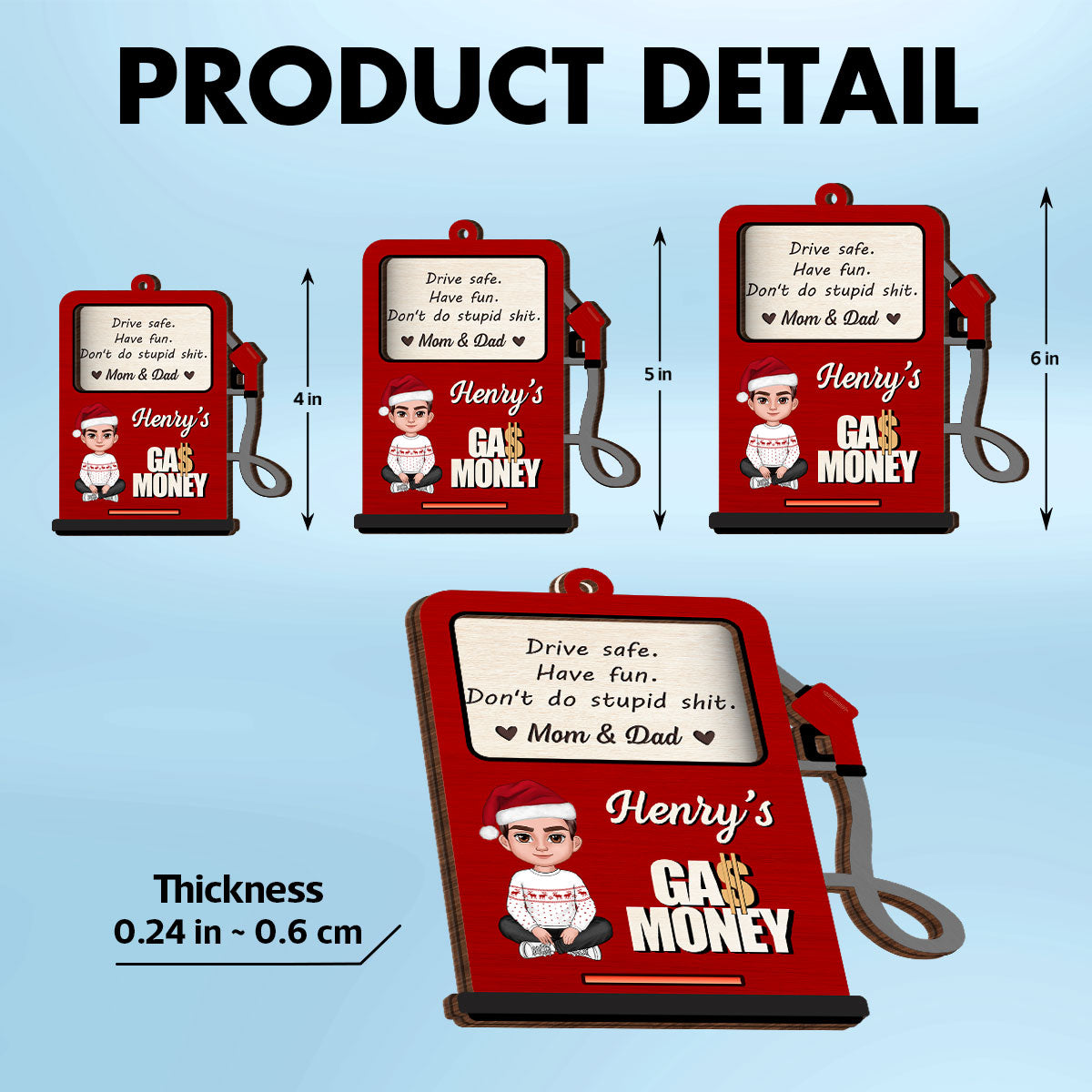Hidden Message Gas Pump Shaped Personalized Gas Money Holder Ornament, Unique Christmas Gift For Teenager Driver, Funny 16 Birthday Gift