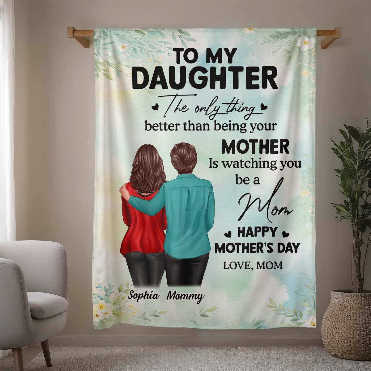To My Daughter From Mom Happy Mother's Day Personalized Fleece Blanket, Gift For Daughter