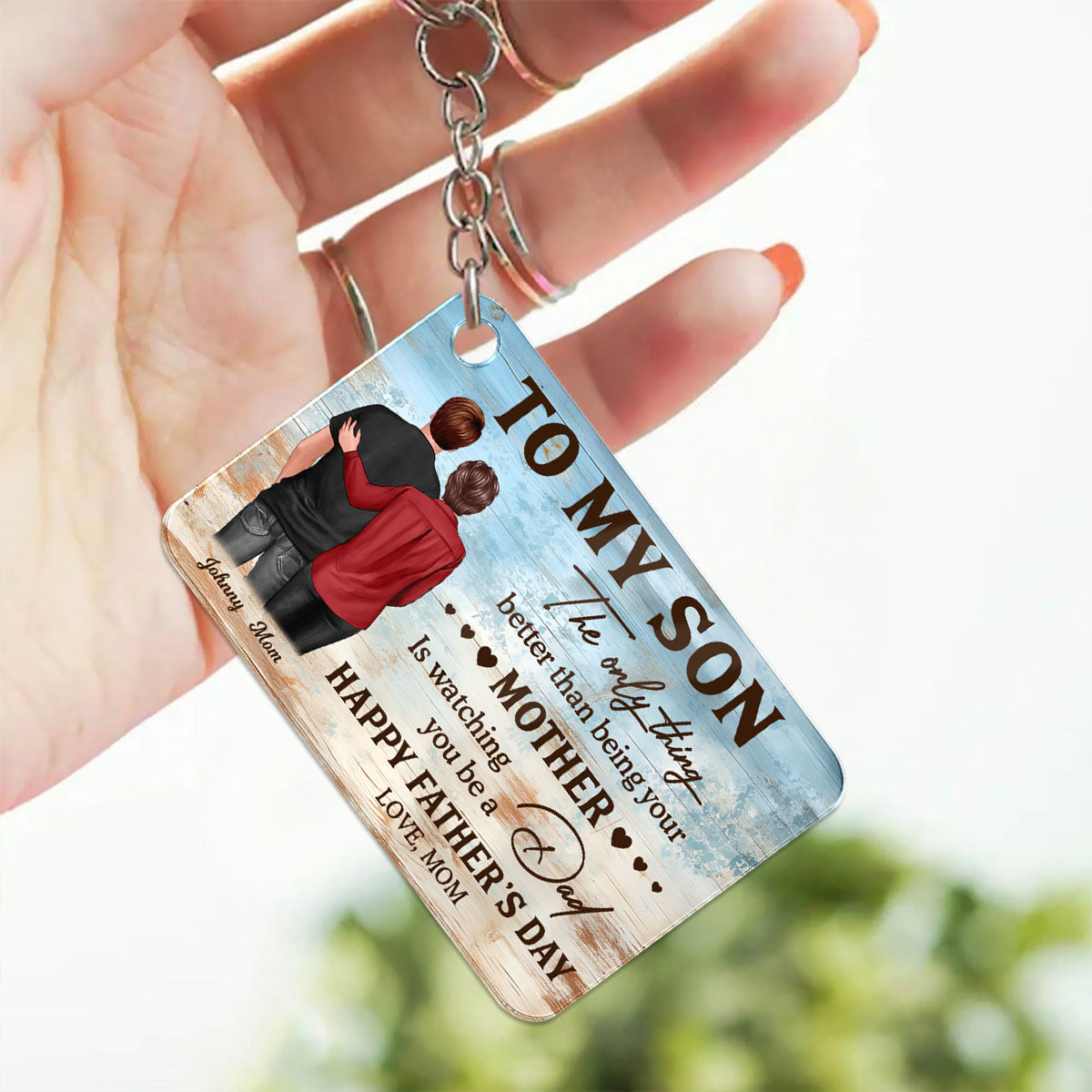 To My Son Happy Father's Day Personalized Acrylic Keychain, Gift For Son