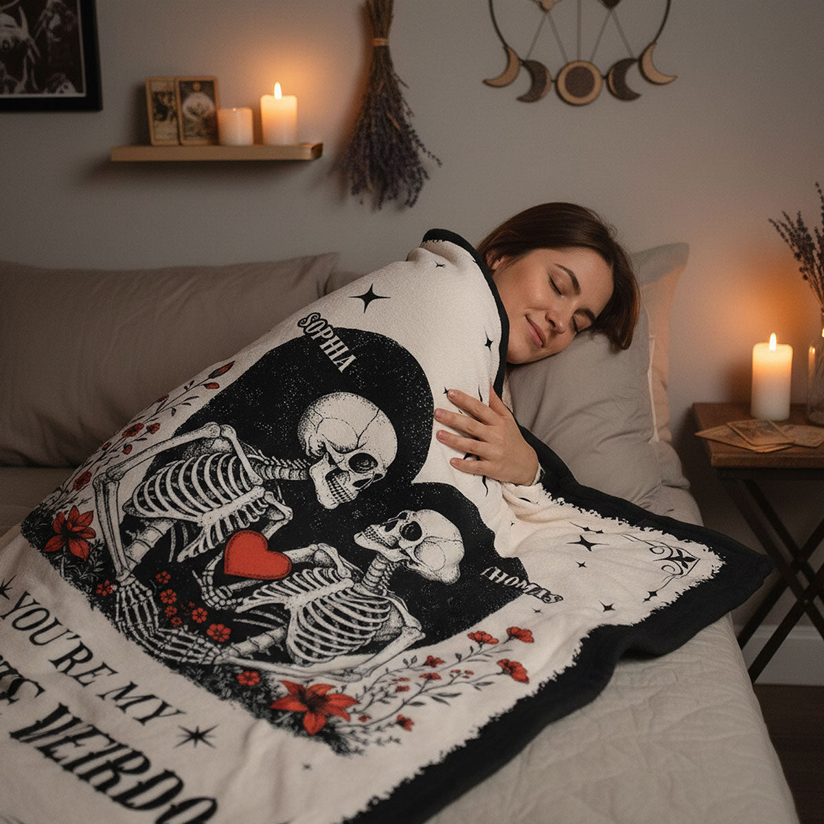 Skull Couple You're My Weirdo Gothic Quirky - Personalized Blanket - Unique Valentine's Day Gift, Anniversary Gift For Couple, For Him, For Her