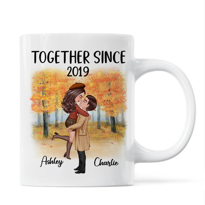 Fall Season Doll Couple Kissing Hugging Personalized Mug