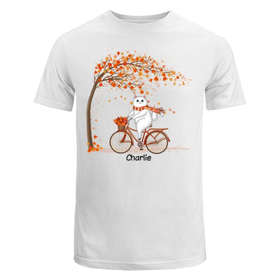 Fall Season Fluffy Cats Riding Bike Personalized Shirt