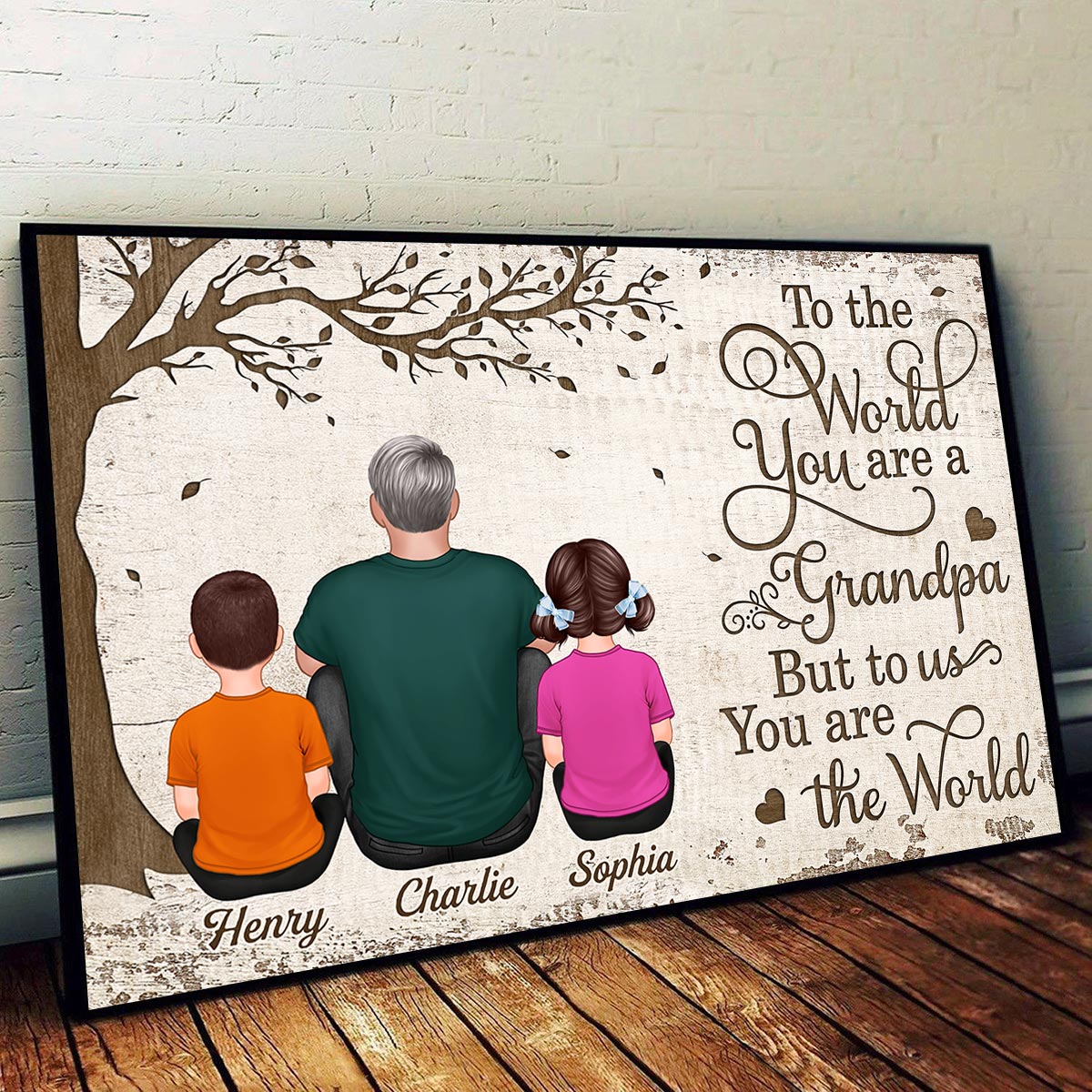 To The World You Are A Grandpa Personalized Horizontal Poster