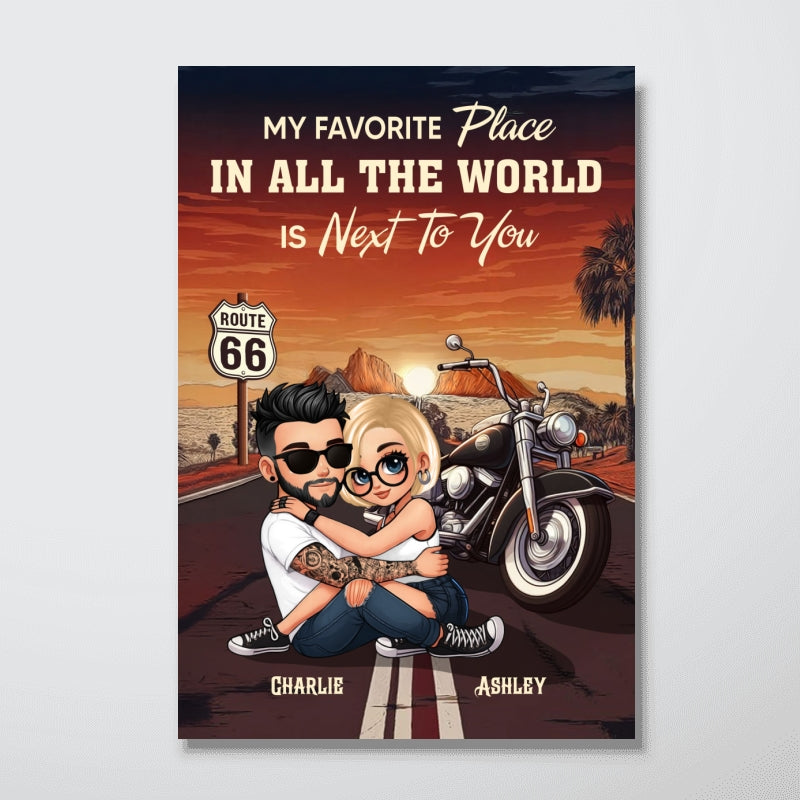 Bikers Couple Riding Partners for Life Personalized Poster, Gift for him, Gift for her