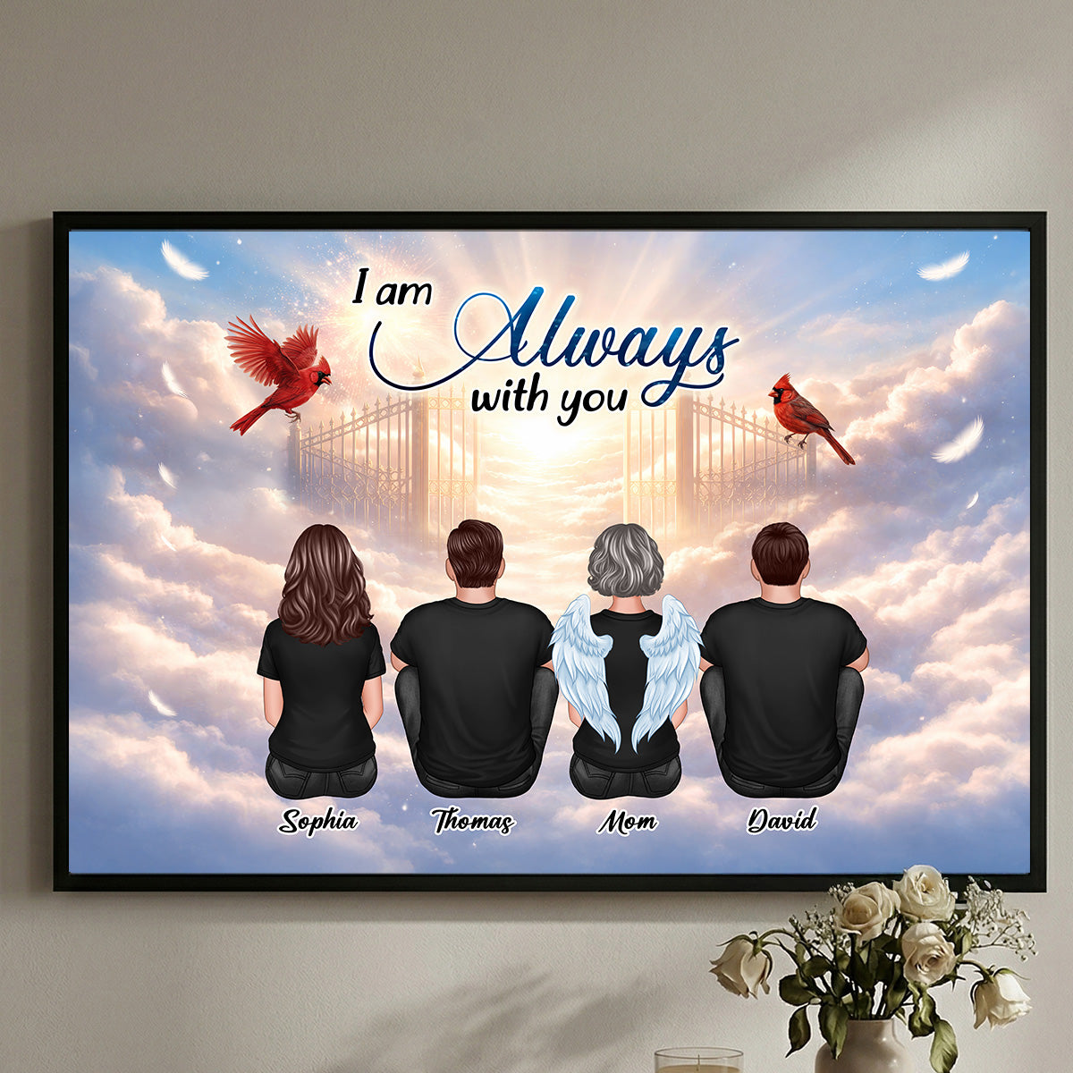 Cardinal Angel Heaven Gate Family Memorial Always With You - Personalized Poster - Gift For Memorial, Sympathy Gift, Remembrance Gift