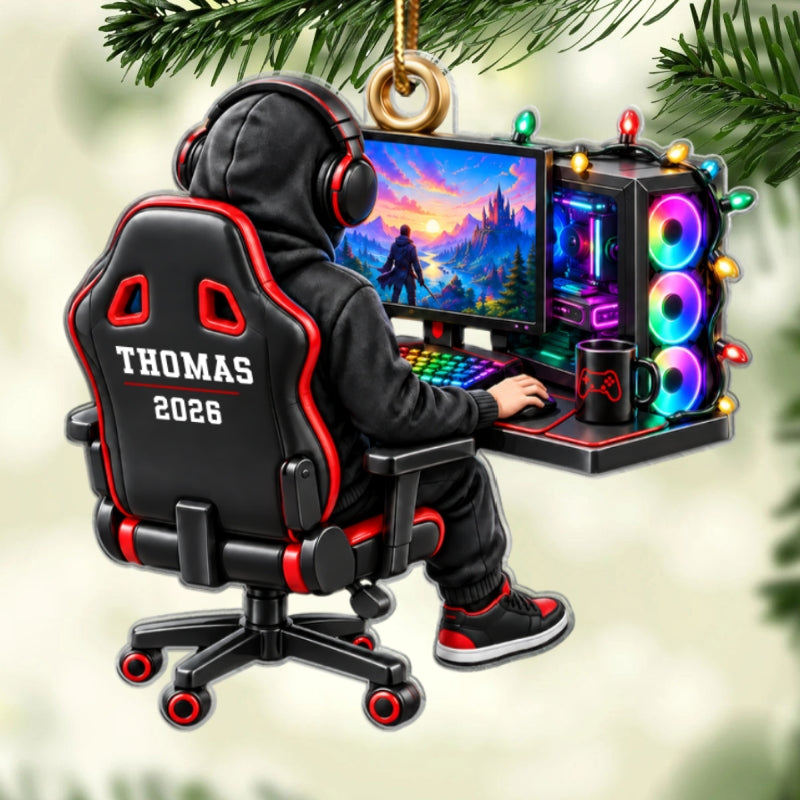 Gamer Custom Name 2D Flat Printed - Personalized Acrylic Ornament - PC Gamer Gift, Gaming Setup Keepsake, Gamer Boy Gift