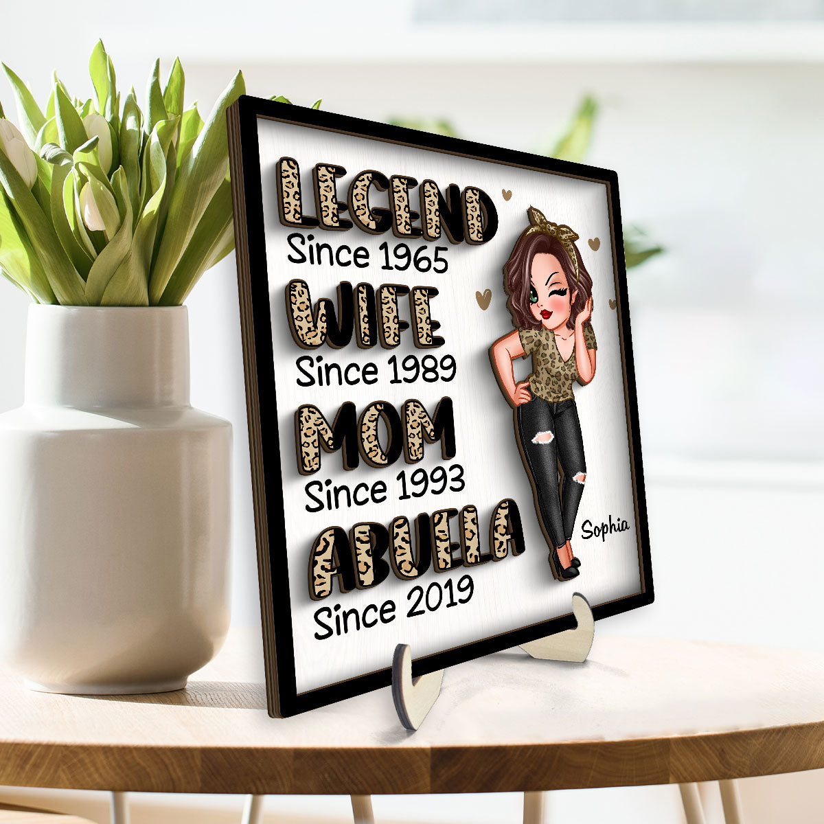 Legend Wife Mom Grandma Personalized 2-Layer Wooden Plaque