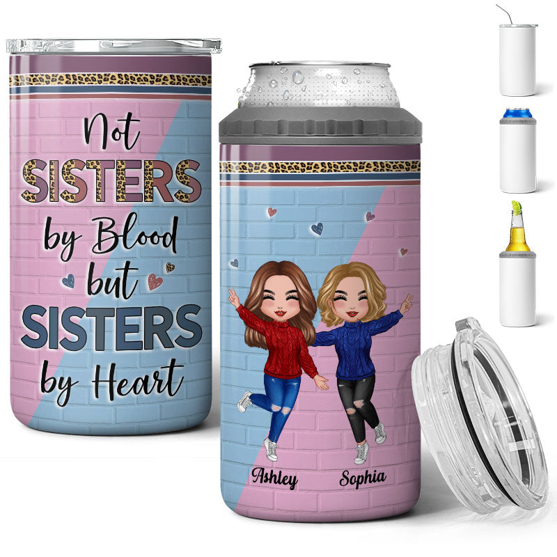 Blue And Pink Brick Best Friends Sisters Personalized 4 In 1 Can Cooler