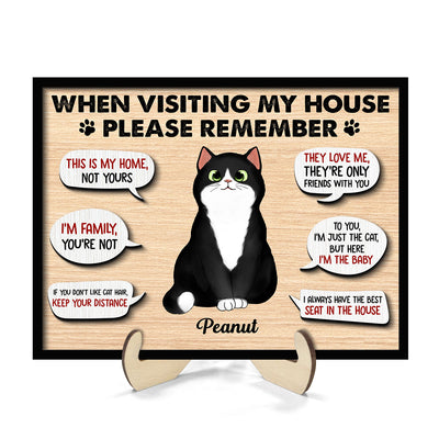 Remember When Visiting Cats House Fluffy Cats Personalized 2-layer Wooden Plaque