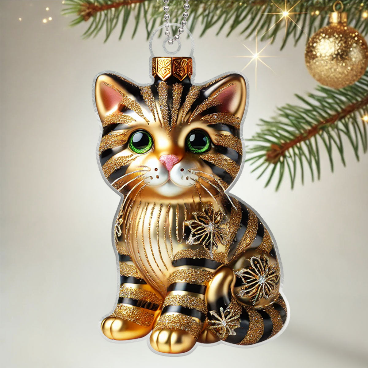 Christmas Cats 2D Flat Personalized Acrylic Ornament, Christmas Gift For Cat Lovers