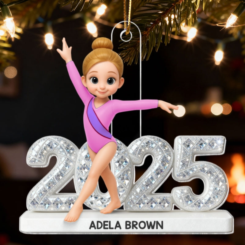 3D Shining Effect Christmas Gymnastic Girl - Personalized Acrylic Ornament - Christmas Gift For Daughter, Granddaughter