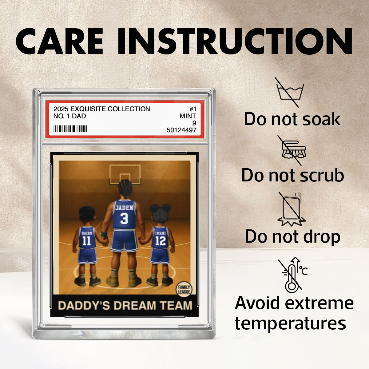 Basketball No. 1 Dad Man & Kids Trading Card Style Personalized Acrylic Block Plaque
