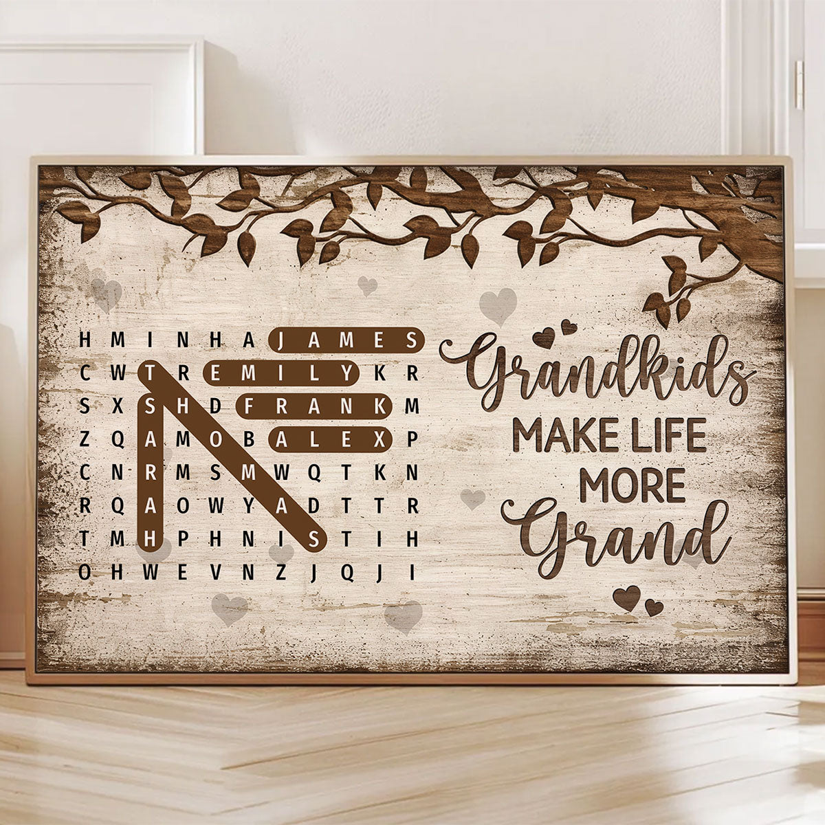 Grandkids Make Life More Grand Word Search Puzzle - Personalized Poster - Gift For Grandma, Grandpa, Grandparents