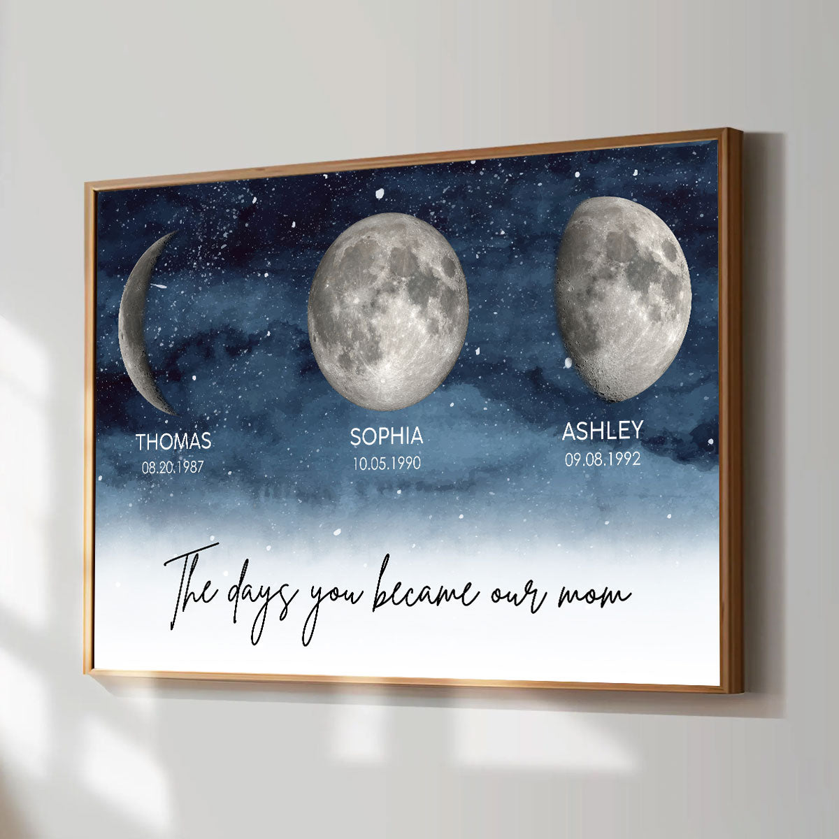 Starry Night The Day You Became our MOM MUM Custom Title Nickname And Kids Birth Moon Phase - Personalized Poster - Heartfelt Mother's Day Gift For Mom, Wife, Grandma