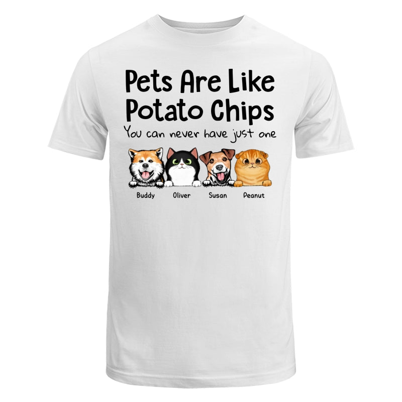 Peeking Dogs Cats Like Potato Chips Personalized Shirt