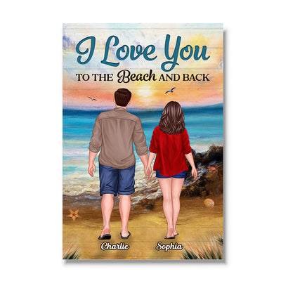 Summer Couple Standing Back View Personalized Vertical Poster