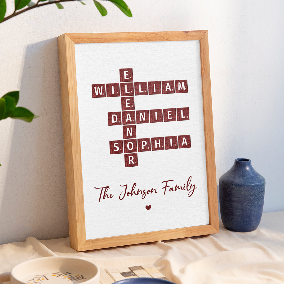 Family Crossword Art - Created In A Moment, Treasured Forever Personalized Poster