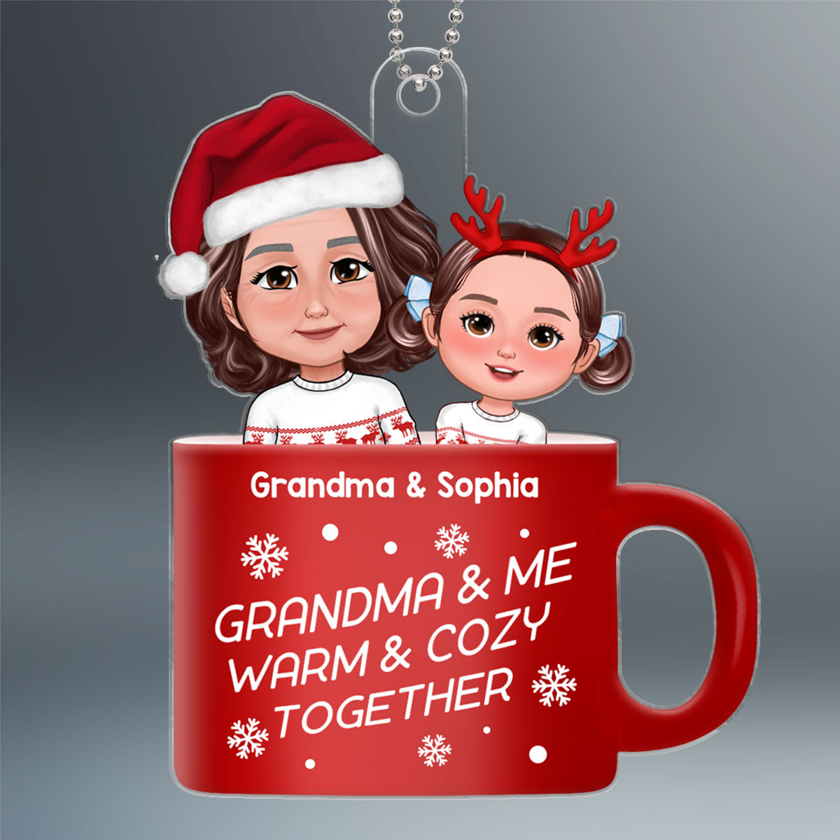Grandma & Grandkid Warm & Cozy Together Hot Cocoa Christmas Gift Personalized Acrylic Ornament