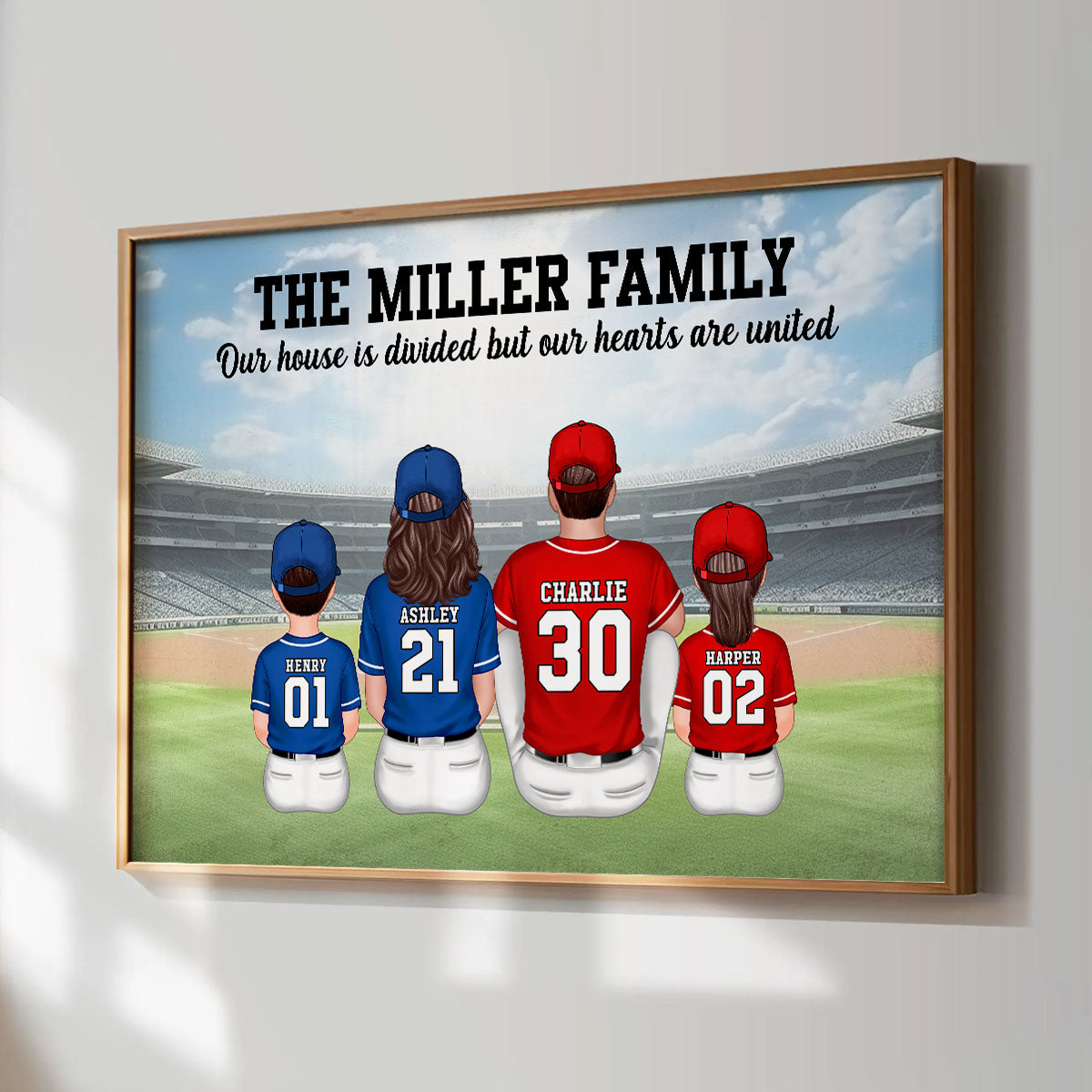 Home Sweet Rivalry House Divided Hearts United Baseball Family Decor Personalized Poster