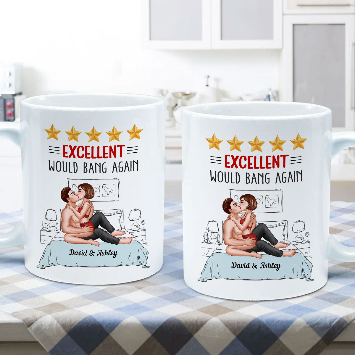 Five - Star Sexy Couple Kissing On Bed Personalized Mug