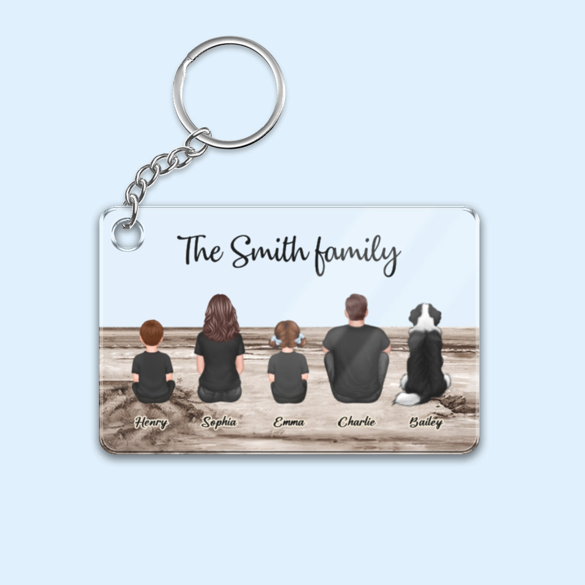 Family Sitting Vintage Background - Personalized Acrylic Keychain