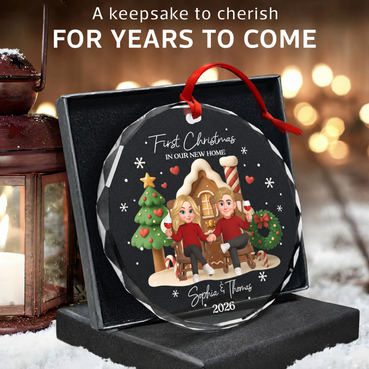 First Christmas In Our New Home - Personalized Glass Ornament - Unique Christmas Gift For Couple